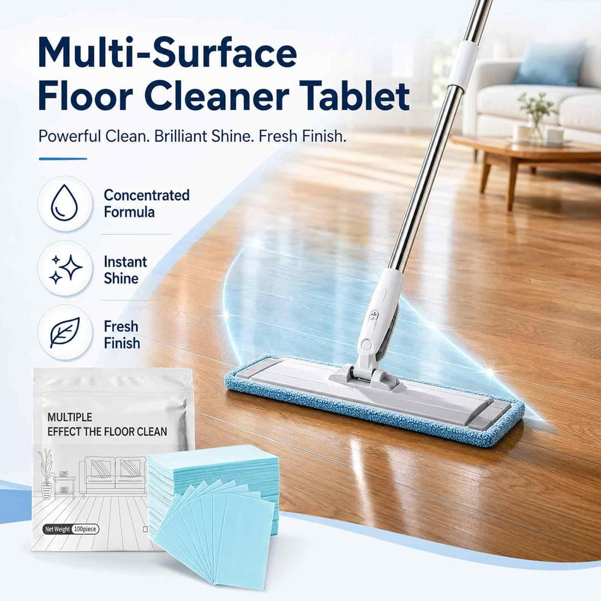Multi-Effect Floor Clean Solution for Hardwood, Laminate, Tile (100 Piece)