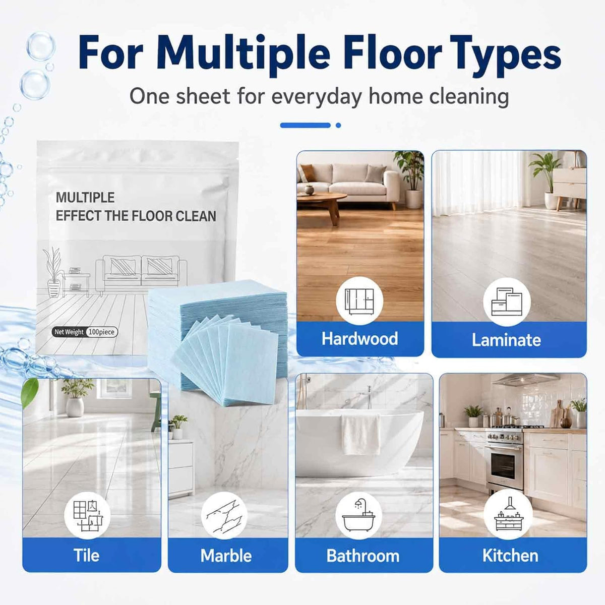 Multi-Effect Floor Clean Solution for Hardwood, Laminate, Tile (100 Piece)