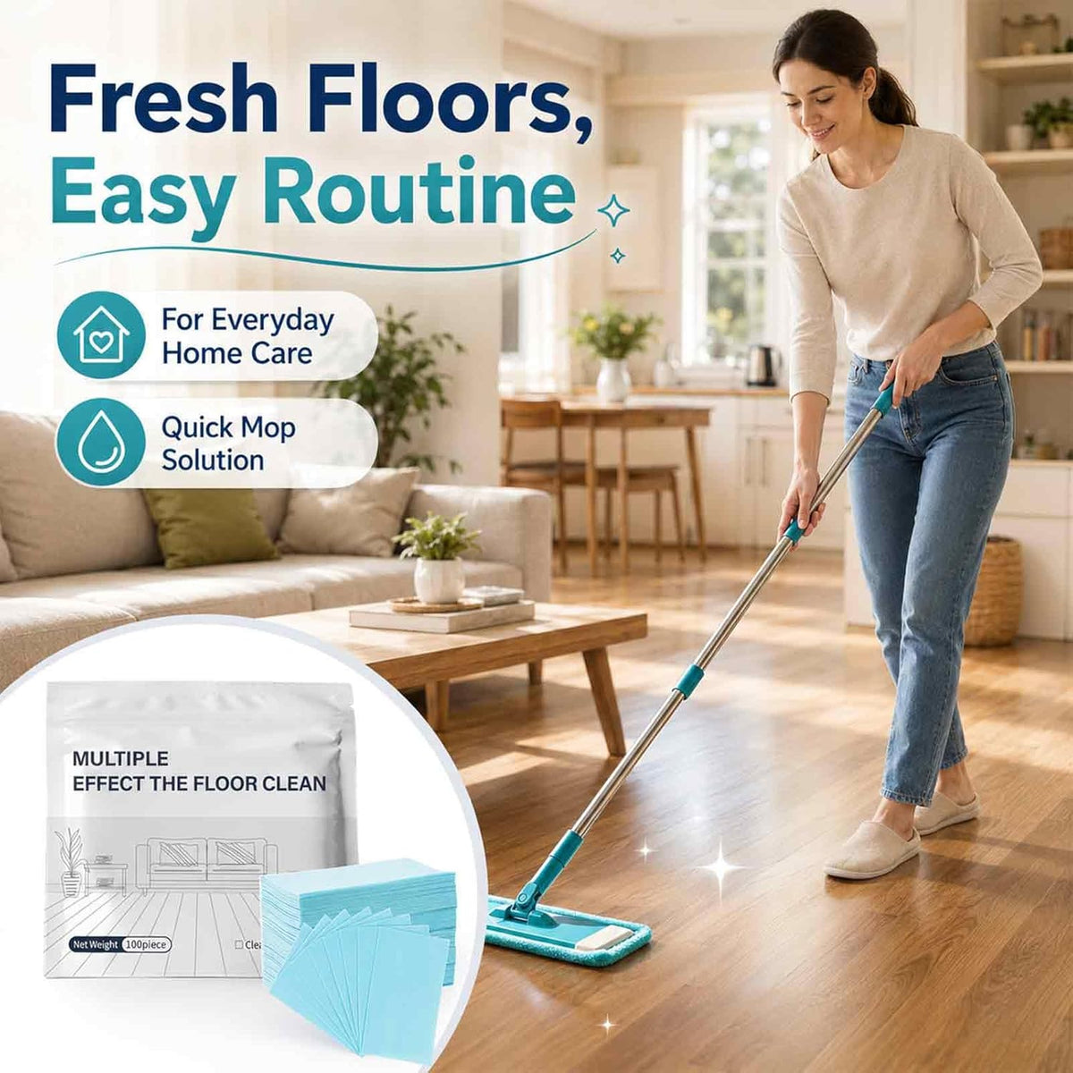 Multi-Effect Floor Clean Solution for Hardwood, Laminate, Tile (100 Piece)